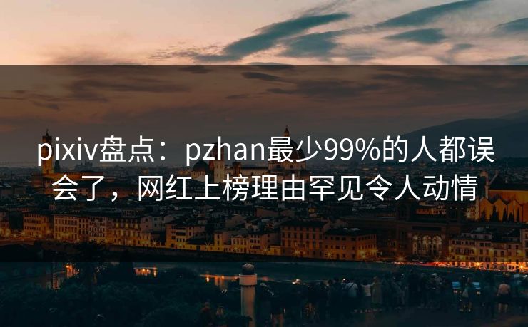 pixiv盘点：pzhan最少99%的人都误会了，网红上榜理由罕见令人动情