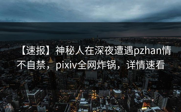 【速报】神秘人在深夜遭遇pzhan情不自禁，pixiv全网炸锅，详情速看